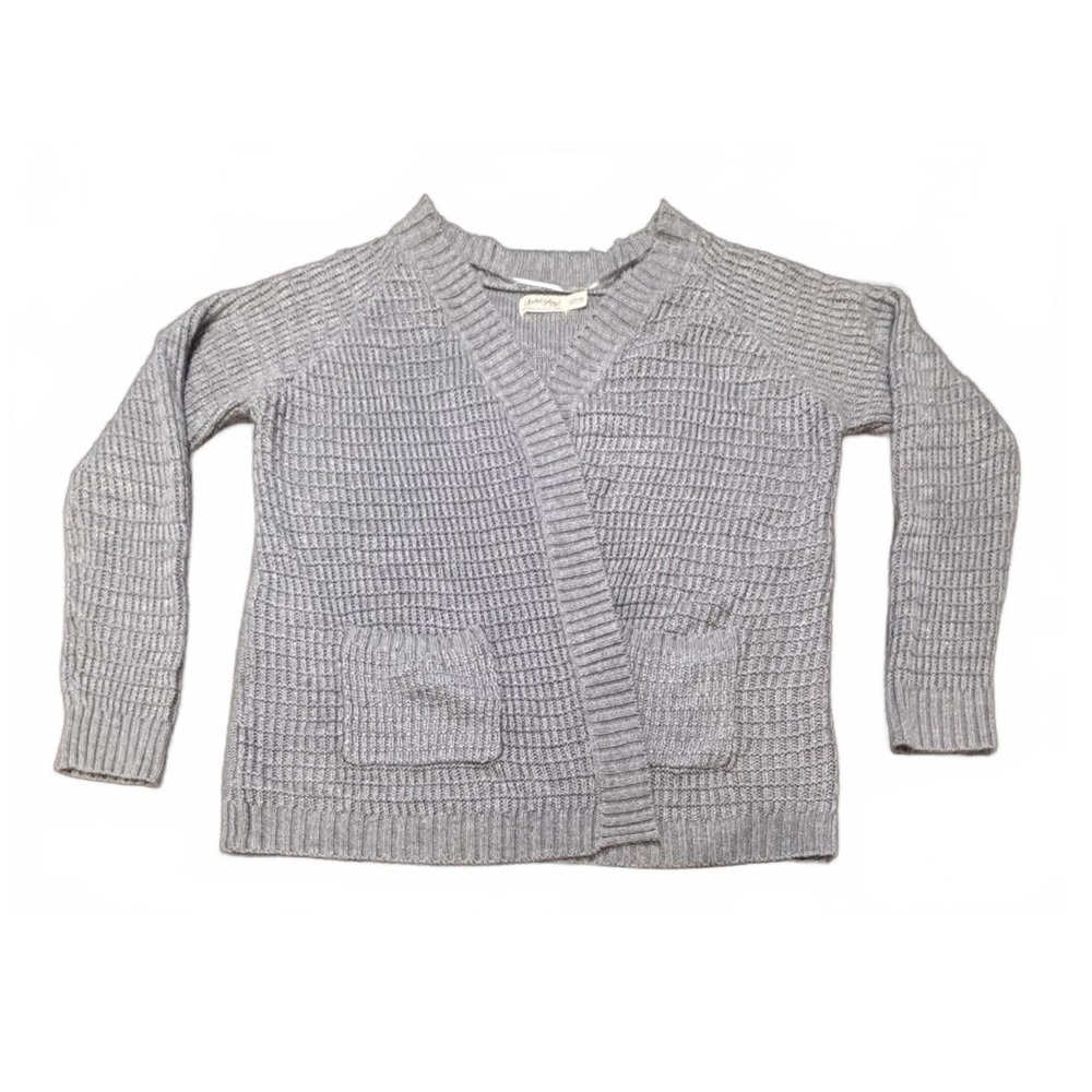 Faded Glory Girls Gray Open Front Knit Cardigan Sweater Size L (12-14)‎